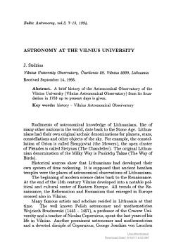 ASTRONOMY AT THE VILNIUS UNIVERSITY