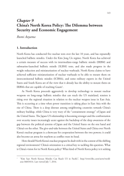 Chapter 9 China`s North Korea Policy: The Dilemma between