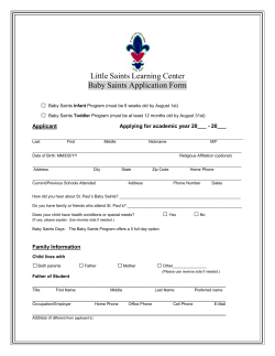 Baby Saints (6 weeks - 2 year old) Application
