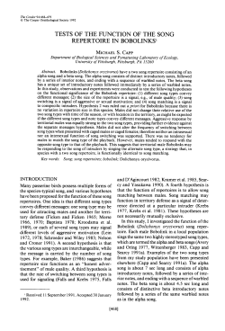 Tests of the Function of the Song Repertoire in Bobolinks