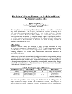The Role of Alloying Elements on the Fabricability of Austenitic