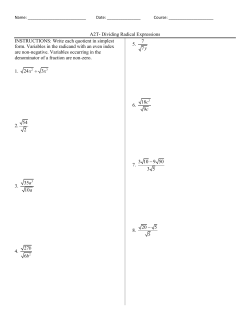 A2T- Dividing Radical Expressions INSTRUCTIONS: Write each