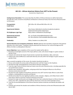 HIS 131 &ndash; African American History from 1877 to the Present