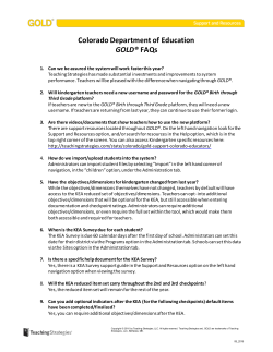 2016 Teaching Strategies GOLD&reg; FAQ