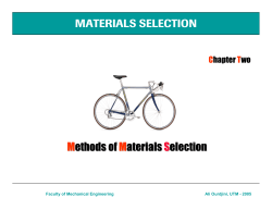 MATERIALS SELECTION Methods of Materials Selection