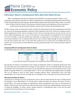 Policy Basic: Maine`s Unemployment Rate, More than Meets the Eye