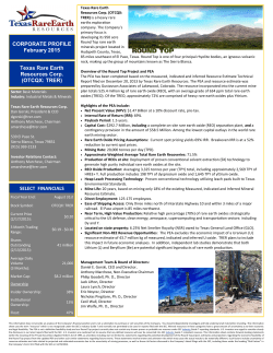 Texas Rare Earth Resources Corp. (OTCQX: TRER) CORPORATE