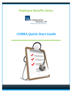 COBRA Quick-Start Guide - Compensation Systems Northwest, Inc.