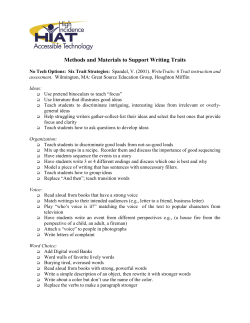 Methods and Materials to Support Writing Traits