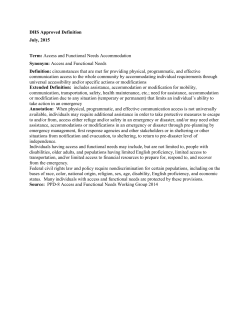 DHS Approved Definition July, 2015 Term: Access and Functional