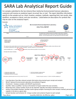 SARA Lab Analytical Report Guide