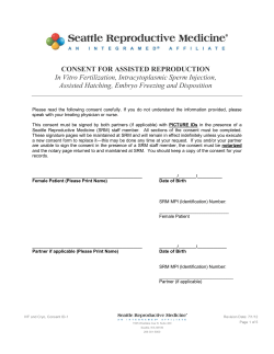 CONSENT FOR ASSISTED REPRODUCTION In Vitro Fertilization