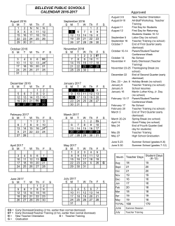Approved BELLEVUE PUBLIC SCHOOLS CALENDAR 2016-2017
