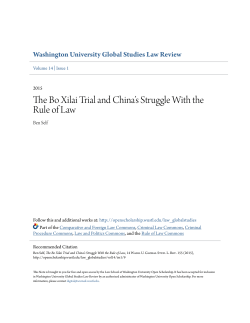 The Bo Xilai Trial and China`s Struggle With the Rule of Law