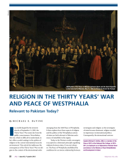 RelIgIon In THe THIRTy yeaRS` WaR and PeaCe of WeSTPHalIa
