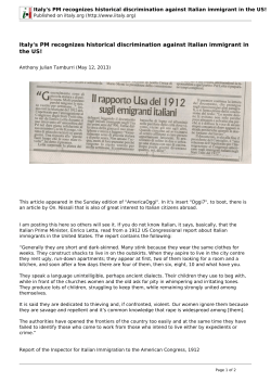 Italy`s PM recognizes historical discrimination against Italian - i