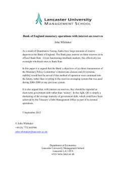 Bank of England monetary operations with interest on reserves
