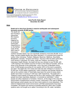 Asia-Pacific Daily Report December 29, 2004 Death toll in Asia from