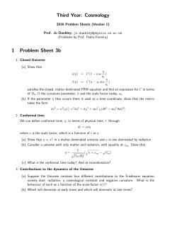 Third Year: Cosmology 1 Problem Sheet 3b
