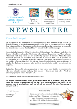 NEWSLETTER - St Thomas More`s Catholic Primary School