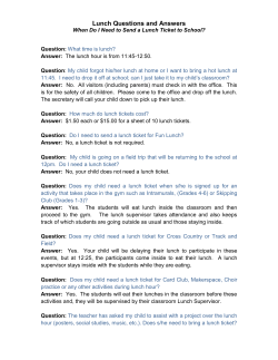 Lunch Questions and Answers - Pembina Trails School Division