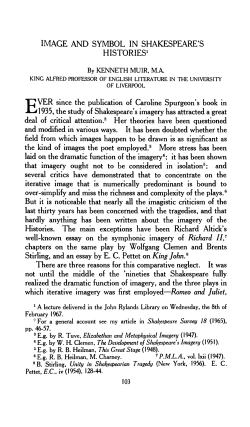 image and symbol in shakespeare`s histories1