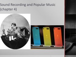 Sound Recording and Popular Music (chapter 4)