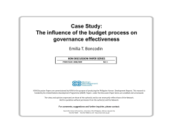The influence of the budget process on governance effectiveness