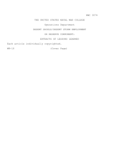 Desert Shield/Desert Storm Employment of Reserve Component