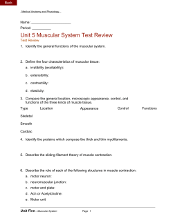 Unit 5 Muscular System Test Review