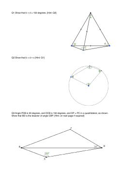 Q1 Show that b + d = 150 degrees. [Hint: Q2] Q2