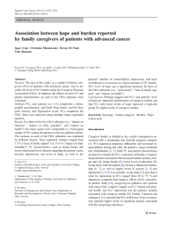 Association between hope and burden reported by family