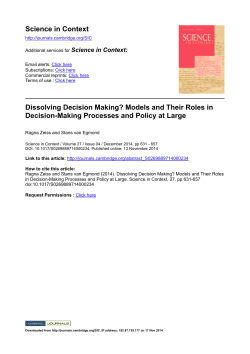 Science in Context Dissolving Decision Making? Models and Their