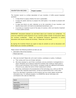 invention record - Brock University