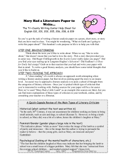 Mary Had a Literature Paper to Write&hellip;