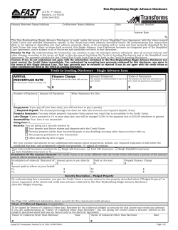 Non-Replenishing Single Advance Disclosure