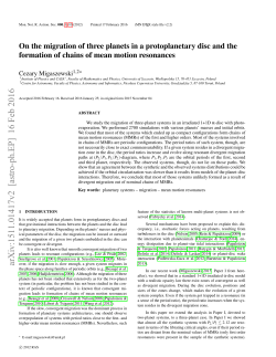 On the migration of three planets in a protoplanetary disc and the