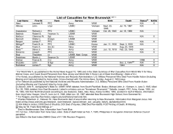 List of Casualties for New Brunswick