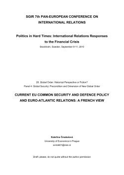Current EU Common Security and Defence Policy and Euro