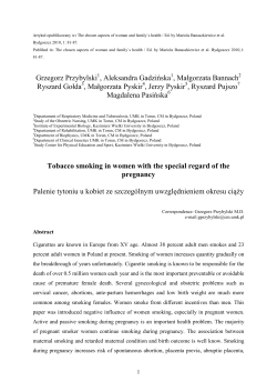 Tobacco smoking in women with the special regard of the pregnancy.