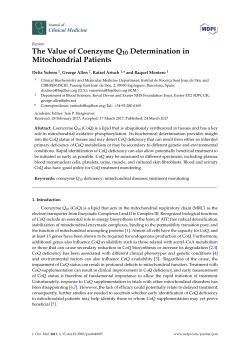 The Value of Coenzyme Q10 Determination in Mitochondrial Patients