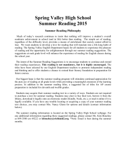 Spring Valley Summer Reading 2015