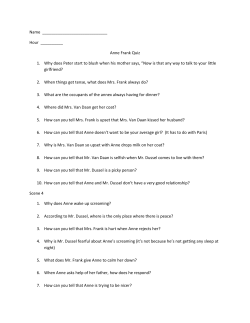 Name Hour ______ Anne Frank Quiz 1. Why does Peter start to
