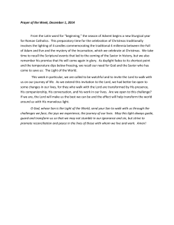 Prayer of the Week, December 1, 2014 From the Latin word for