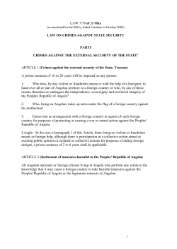 Angola Laws on Crime Against State Security 2004