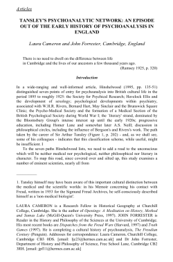 Tansley`s psychoanalytic network (journal article)
