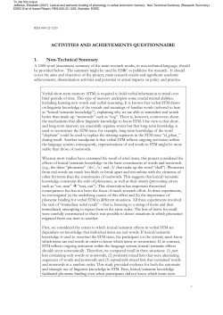 ACTIVITIES AND ACHIEVEMENTS QUESTIONNAIRE 1. Non