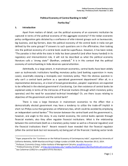 Political Economy of Central Banking in India