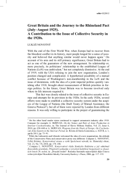 Great Britain and the Journey to the Rhineland Pact (July&ndash;August