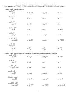 MAT 1033 SECTION 7.5 REVIEW SECTION 7.5 (MULTIPLY